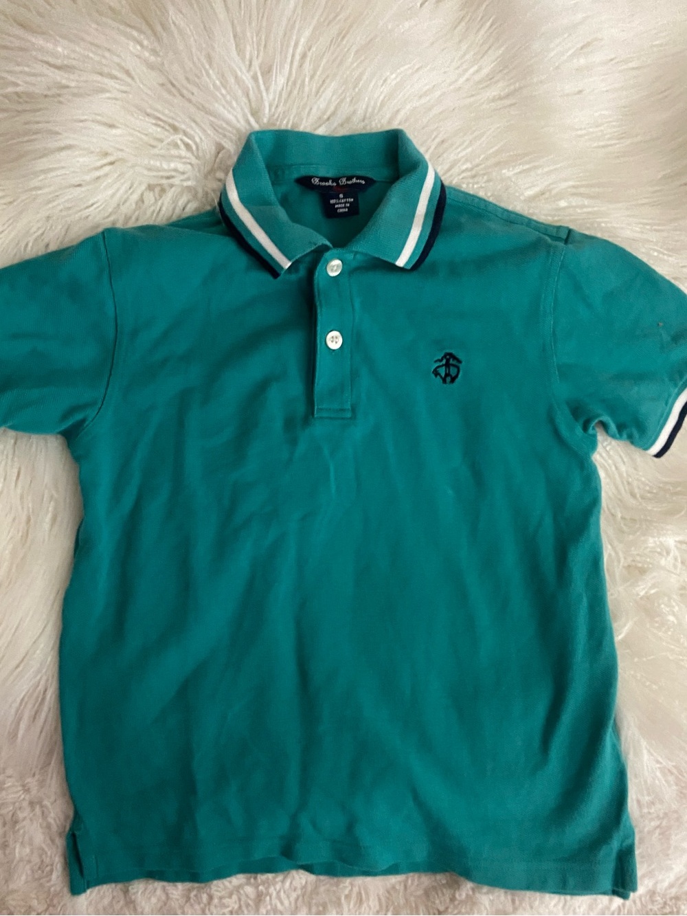 Brooks Brothers Teal Polo with Navy & White Trim
